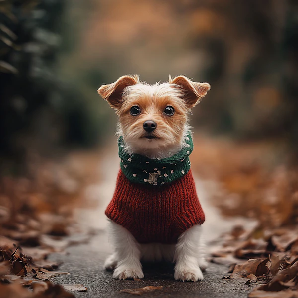 Dog in Autumn Attire