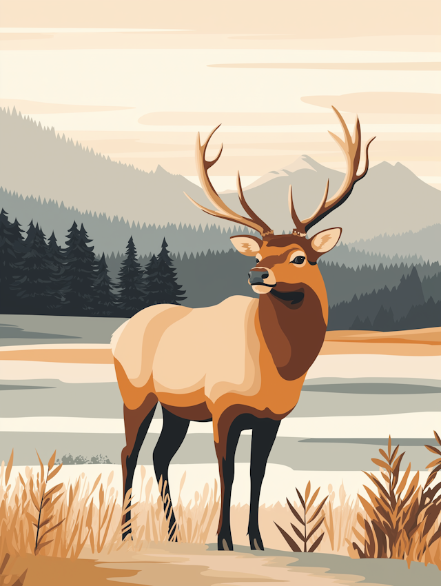 Majestic Elk in Serene Landscape