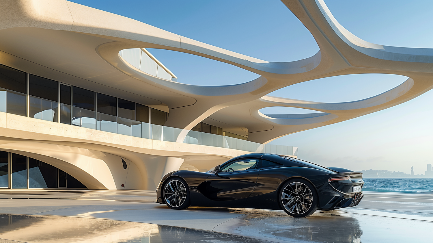 Futuristic Sports Car and Architecture