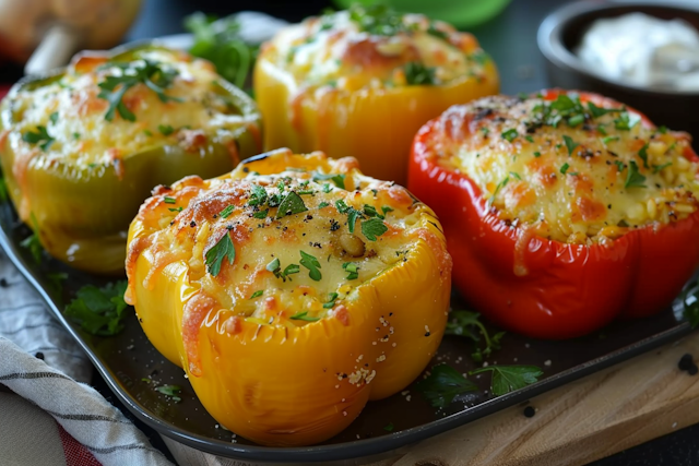 Stuffed Bell Peppers in Baking Tray