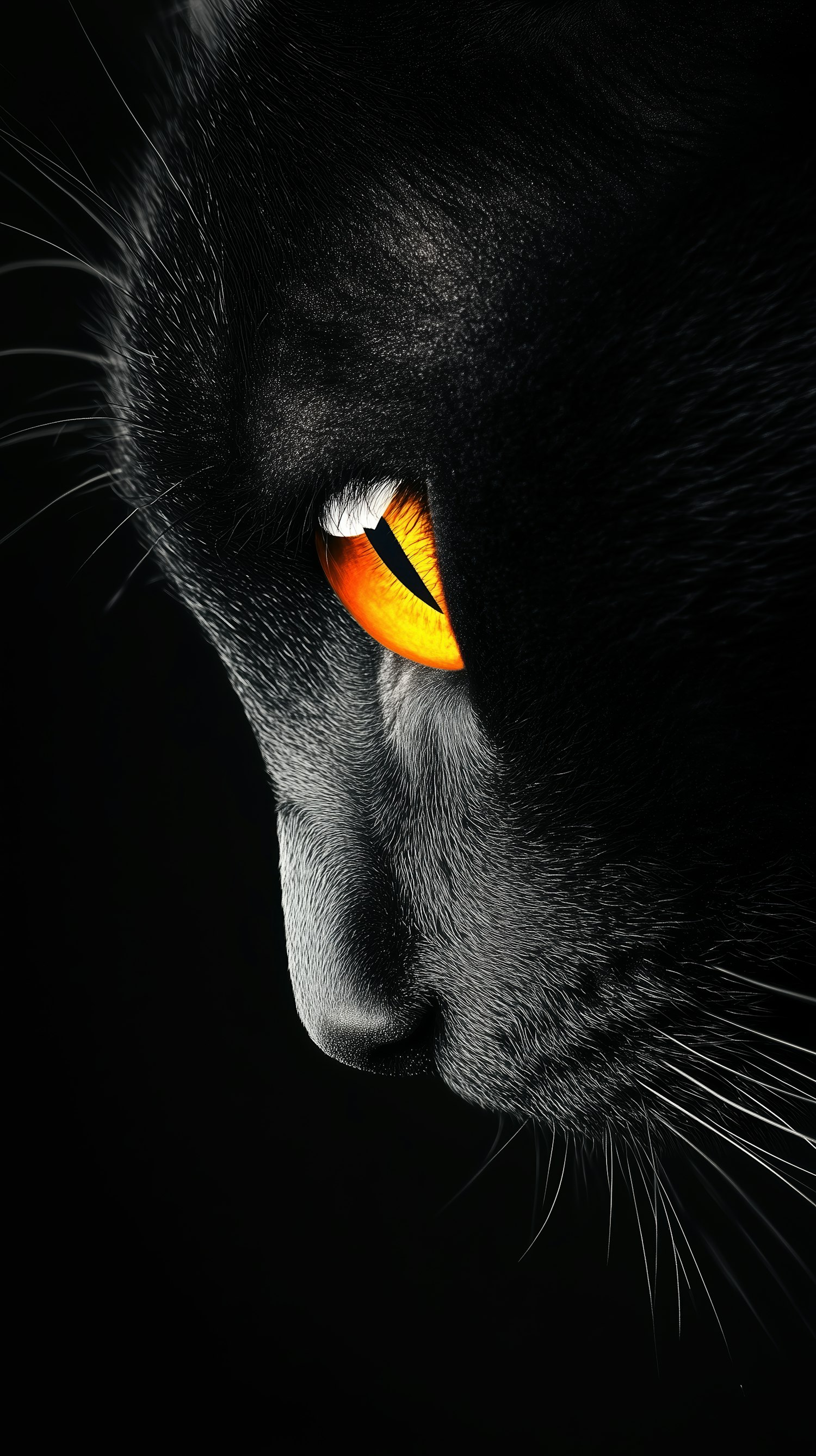 Close-up of Black Cat's Face