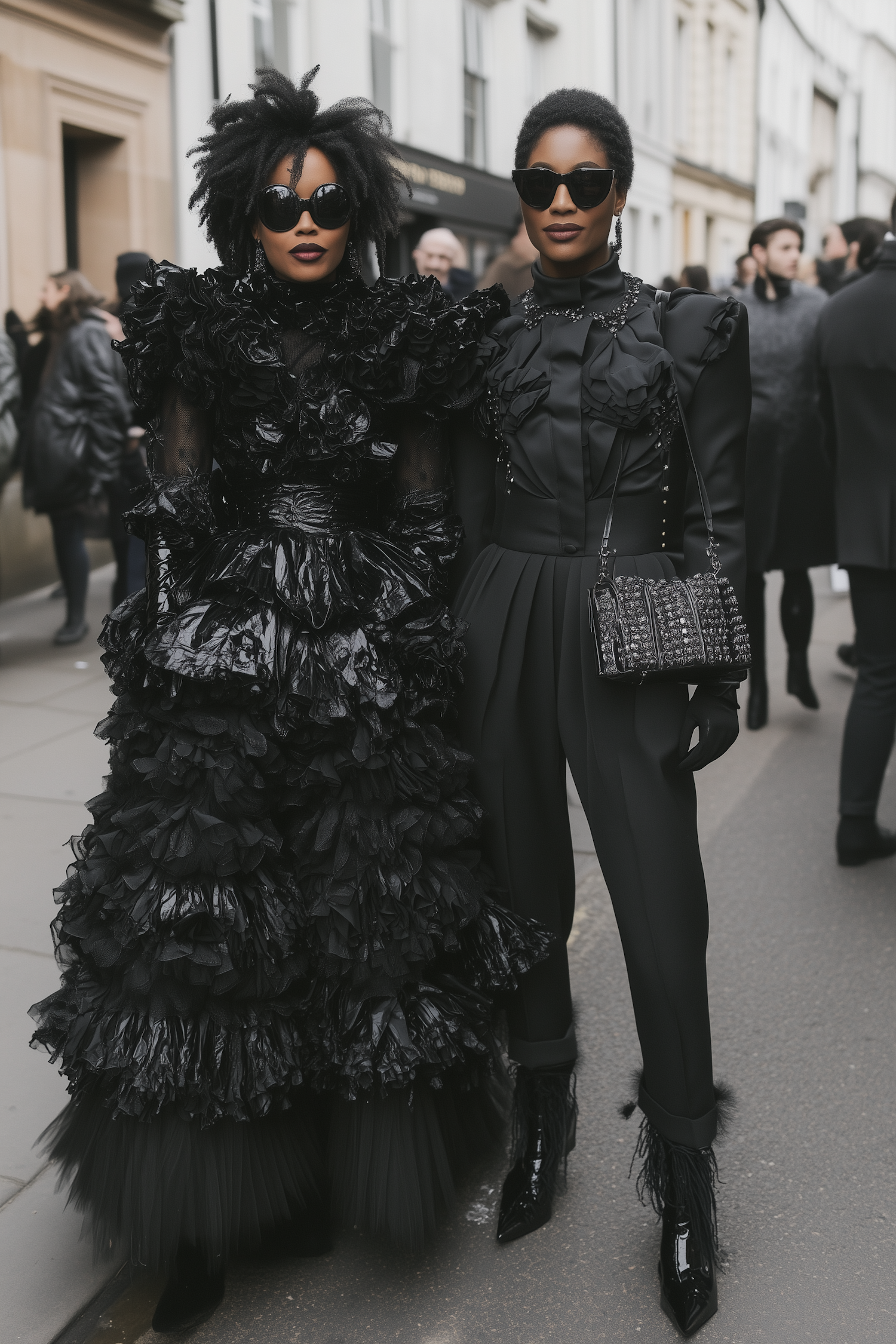 Fashionable Duo in Black