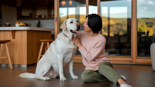 Woman with Labrador