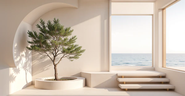 Serene Interior with Tree