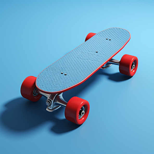 Classic Blue Skateboard with Red Wheels