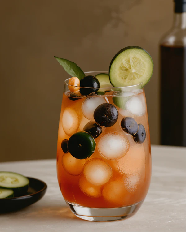 Refreshing Beverage with Cucumber and Berries