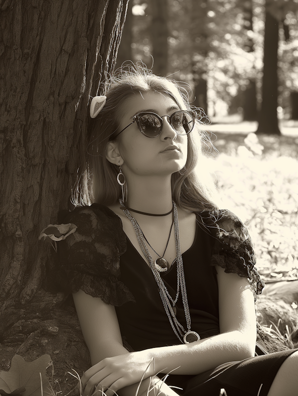 Contemplative Young Woman Outdoors