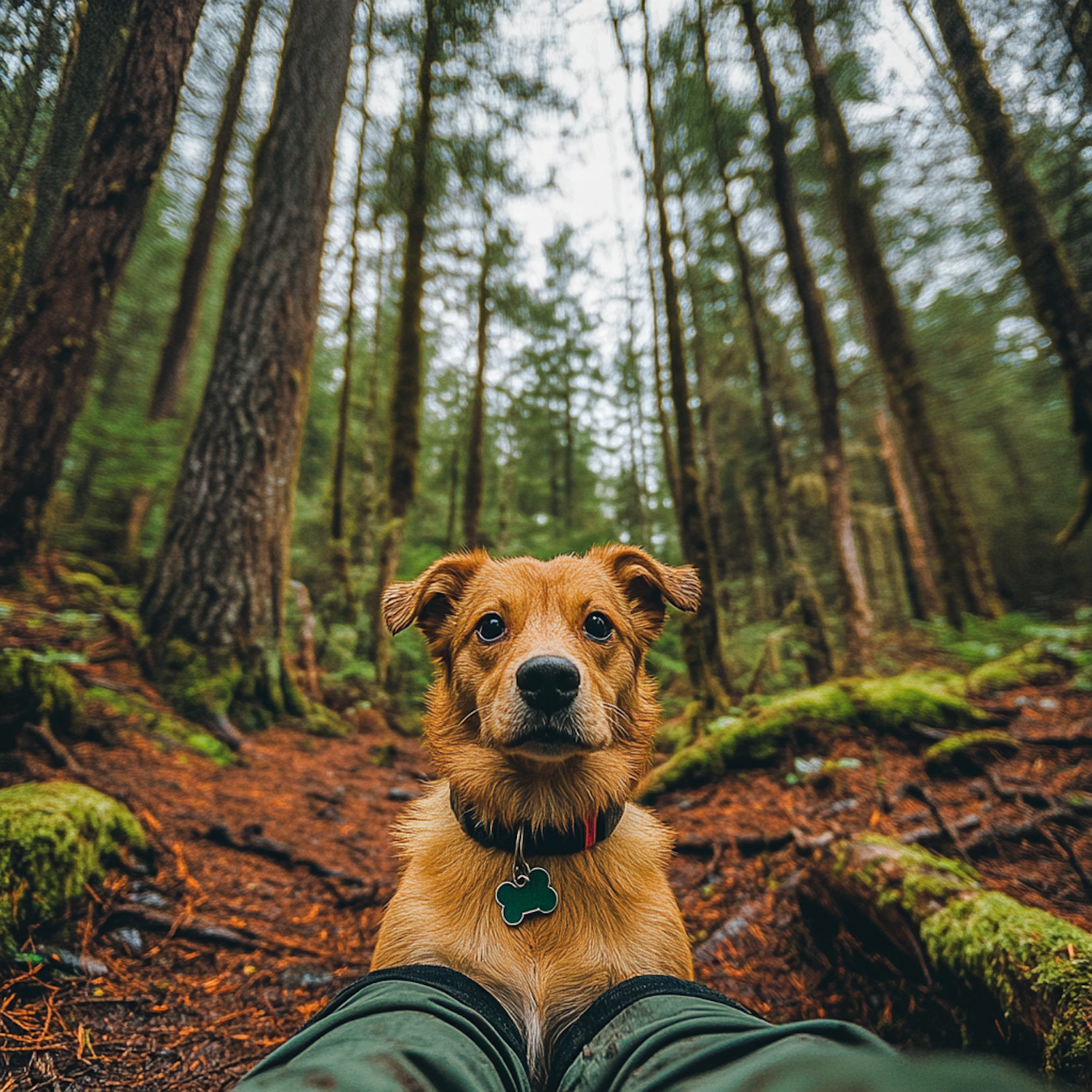 Curious Dog in Forest