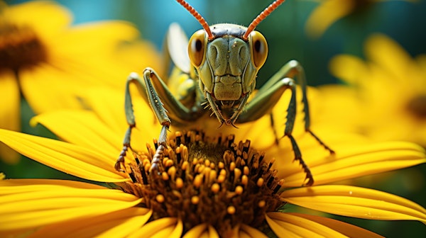 Grasshopper on Sunflower