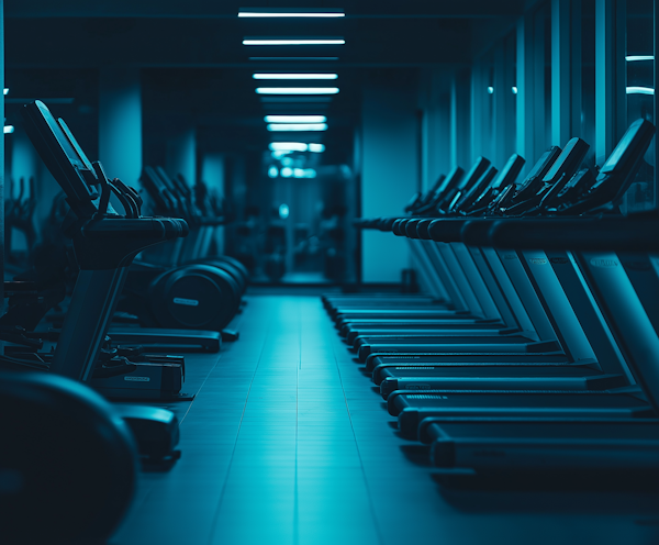 Modern Gym with Blue Lighting