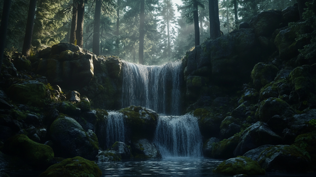 Serene Forest Waterfall