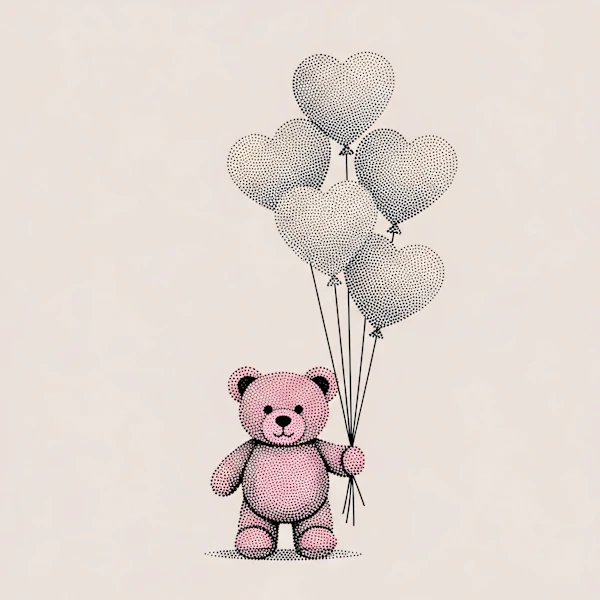 Pink Teddy with Balloons