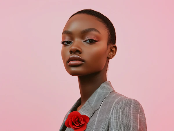 Poised Portrait with Pink Background
