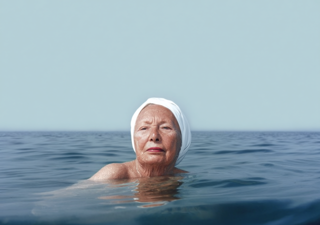 Elderly Woman in Ocean