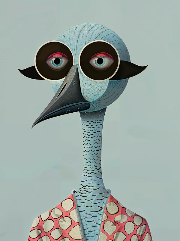 Whimsical Bird Character
