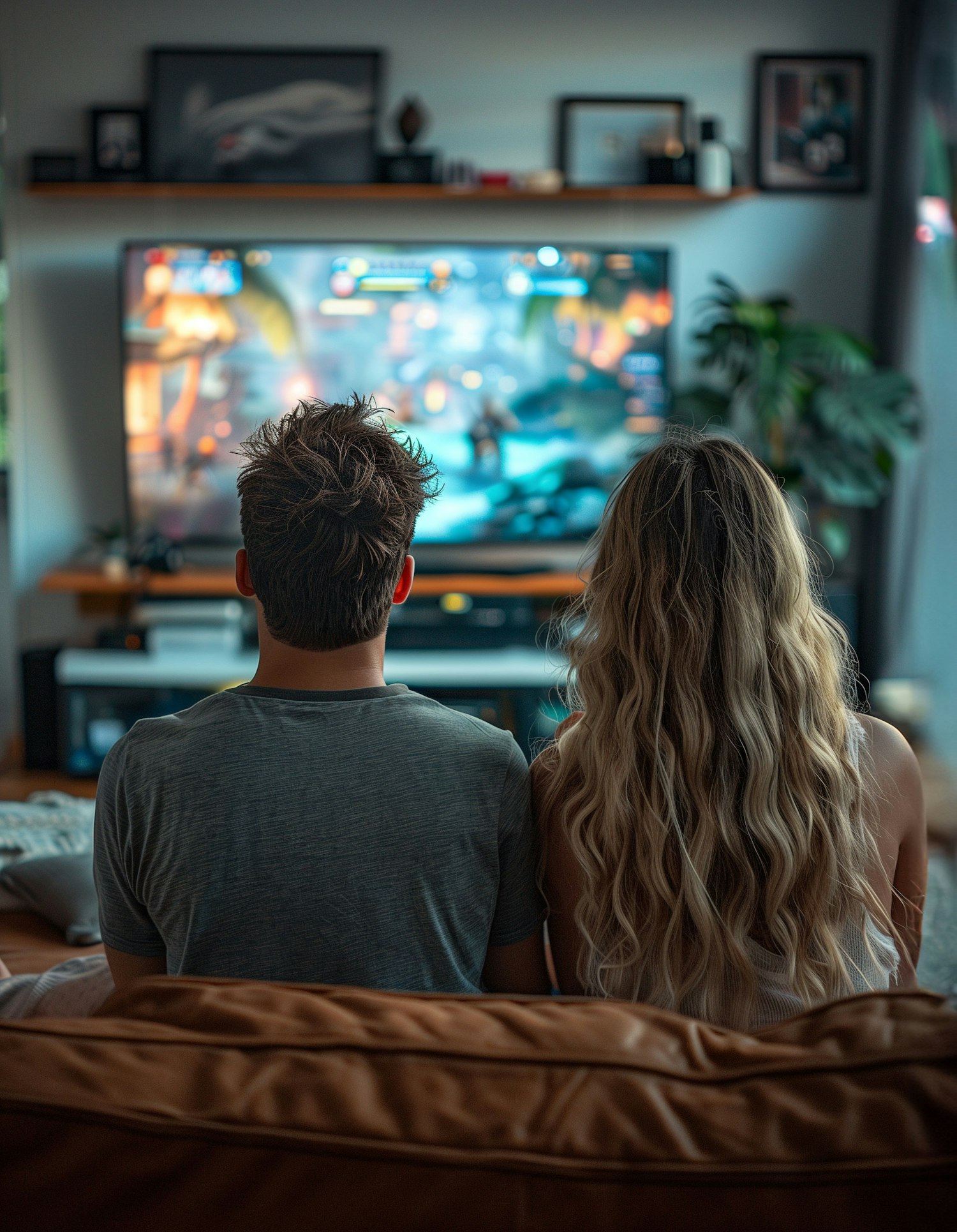 Couple Enjoying Video Games at Home