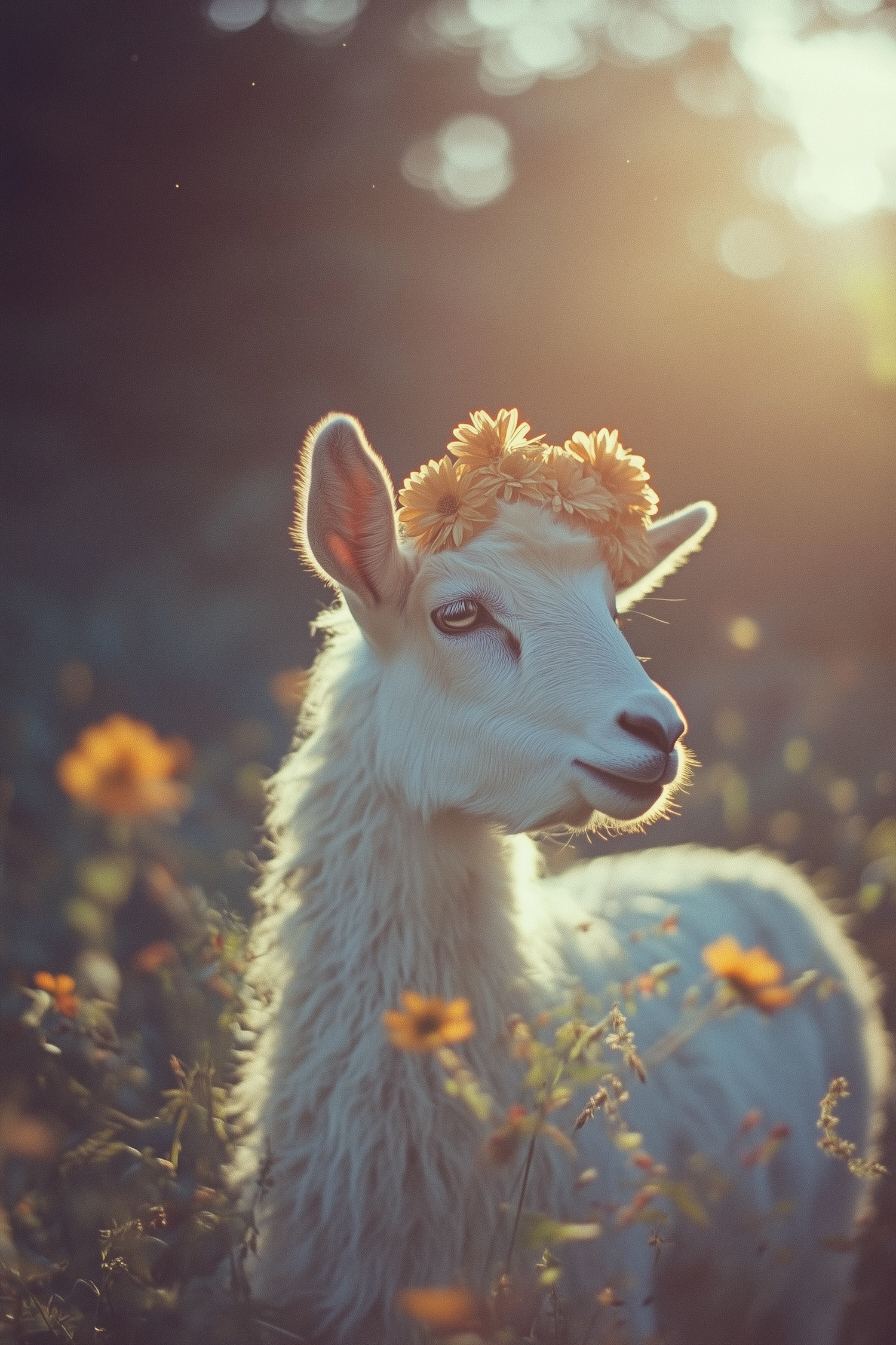 Goat in Flower Field