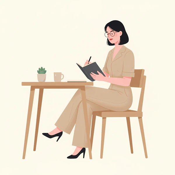 Woman Writing at Table