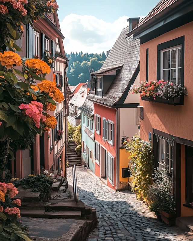 Picturesque European Cobbled Street