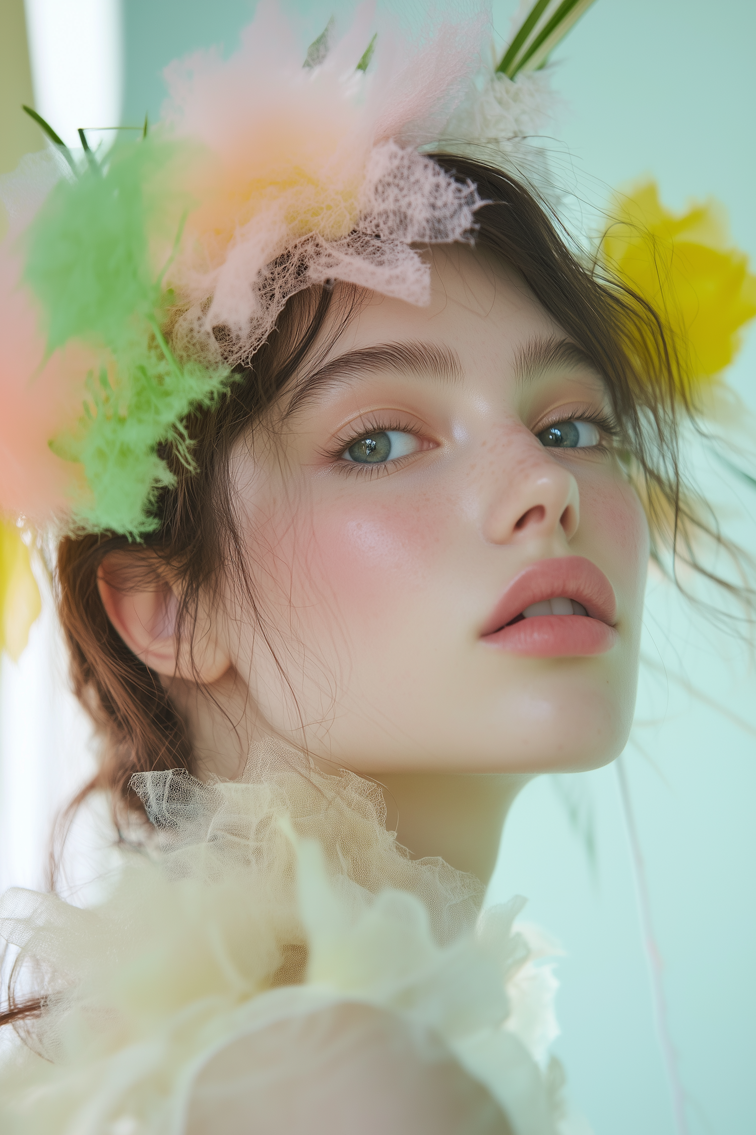 Ethereal Portrait with Floral Headpiece