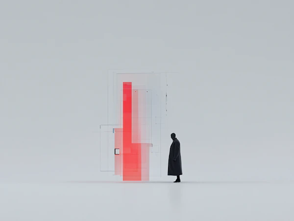Contemplative Figure and Abstract Structure