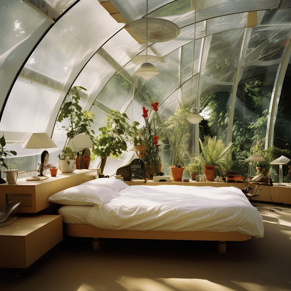 Sunlit Greenhouse Bedroom Oasis