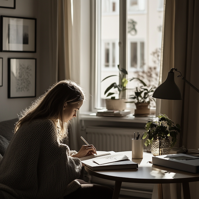 Woman Writing at Table