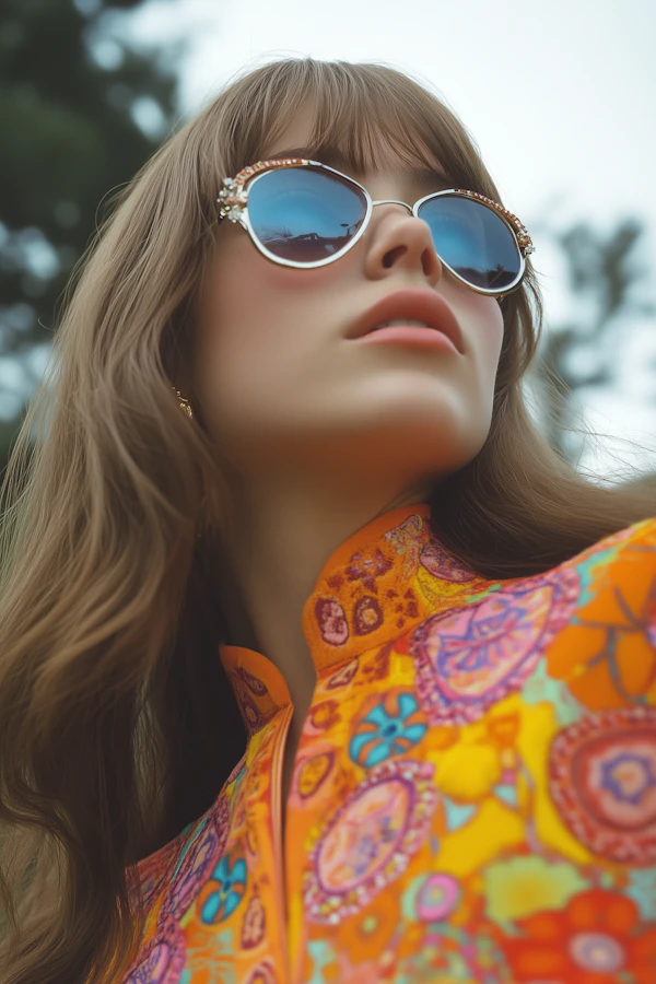 Fashionable Portrait with Reflective Sunglasses