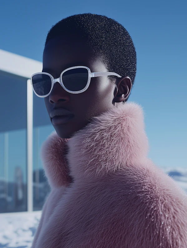 Glamorous Portrait with Pink Fur Coat