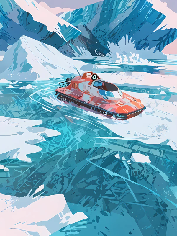 Arctic Snow Vehicle Scene