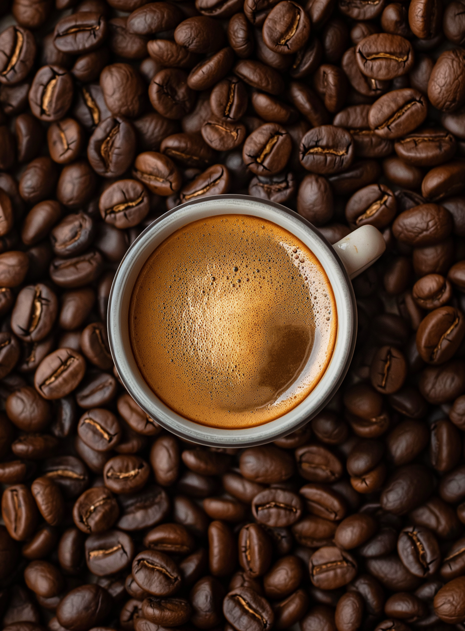 Overhead Espresso Shot with Coffee Beans