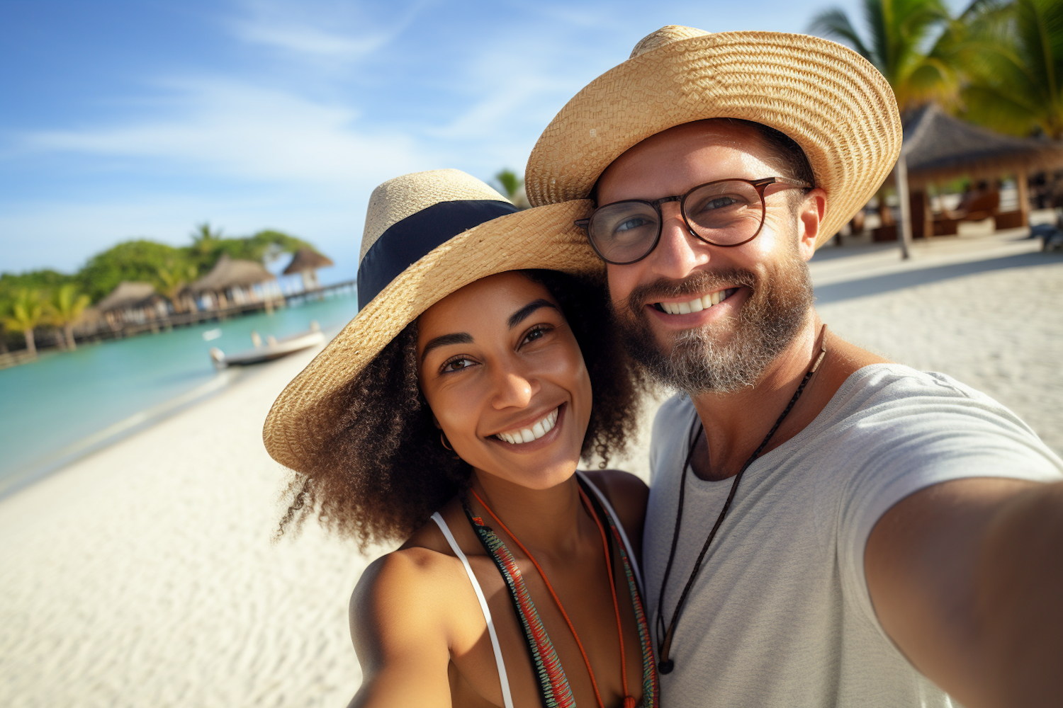 Joyful Couple's Beach Selfie