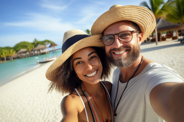 Joyful Couple's Beach Selfie