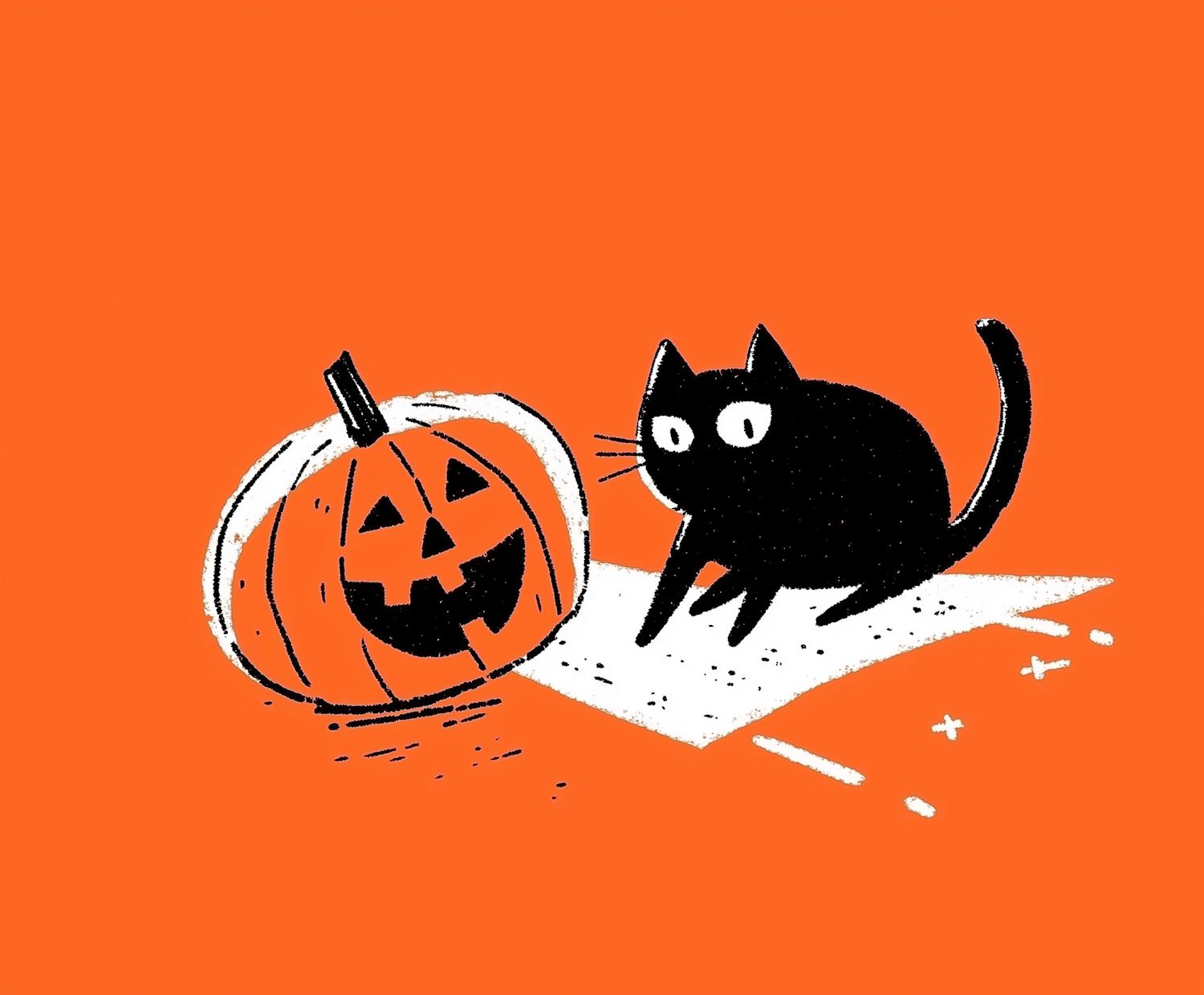 Black Cat and Jack-o'-Lantern