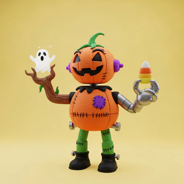 Pumpkin Robot Character