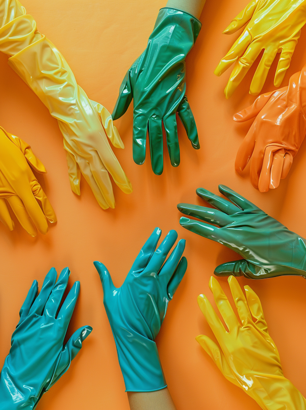 Vibrant Array of Rubber Gloves