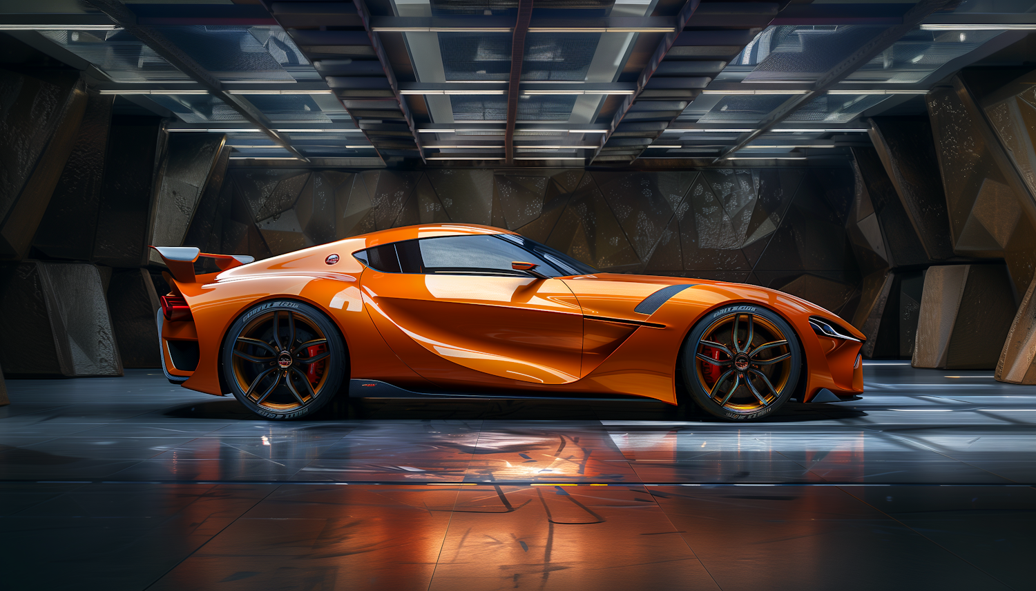 Futuristic Orange Sports Car