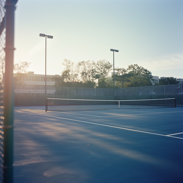 Serene Tennis Court at Dusk/Dawn