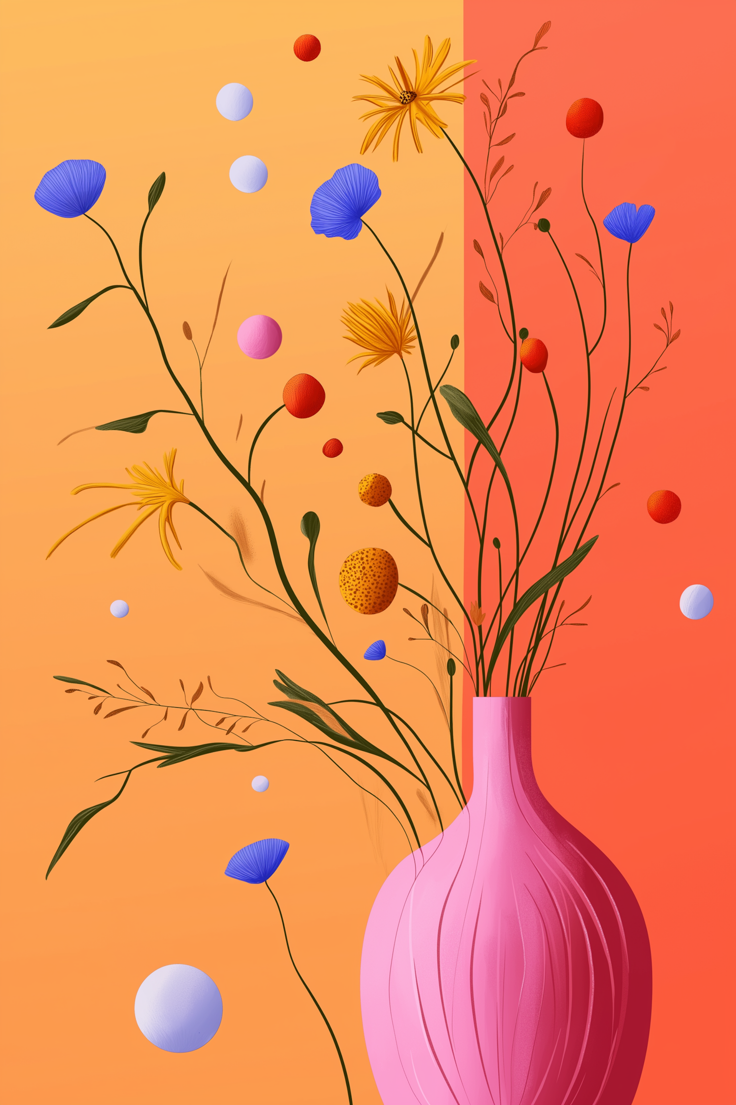 Stylized Floral Arrangement Illustration