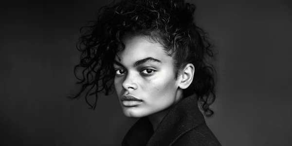 Black and White Portrait of Young Woman