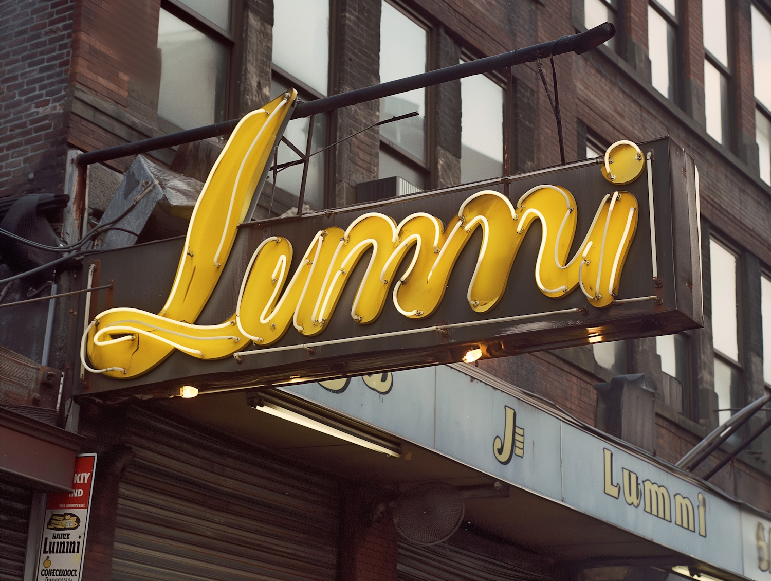 Lummi Neon Sign in Urban Setting