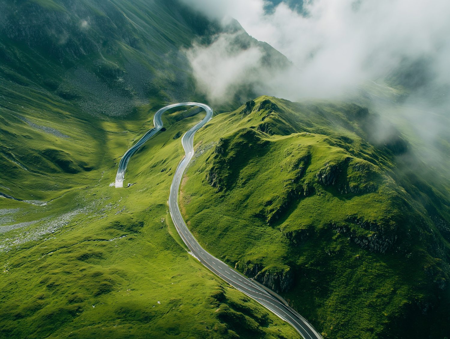 Serpentine Tranquility: An Aerial View of a Secluded Verdant Landscape