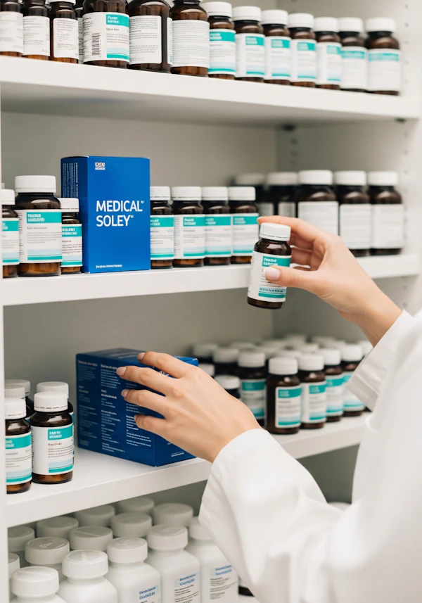 Pharmacist Organizing Shelf