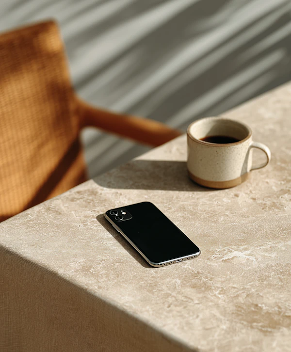 Smartphone and Coffee Mug