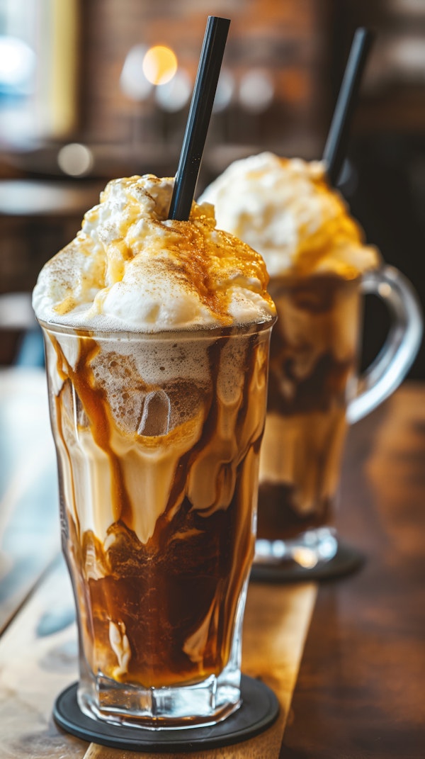 Decadent Caramel-Drizzled Dessert Beverages