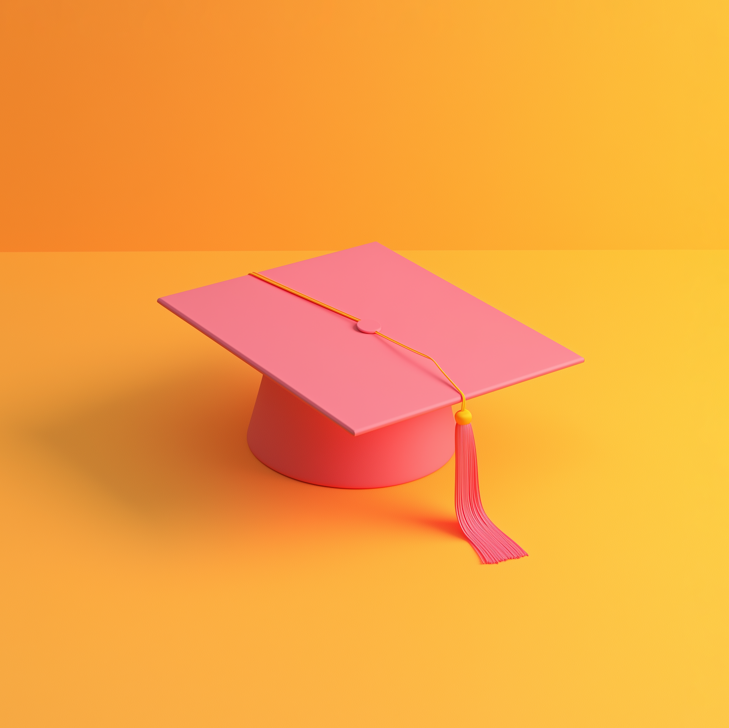 Graduation Cap on Orange Background