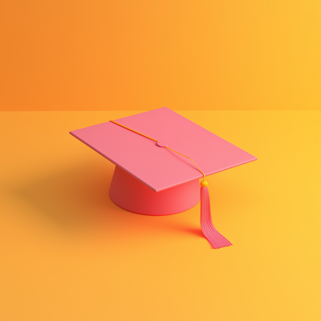 Graduation Cap on Orange Background