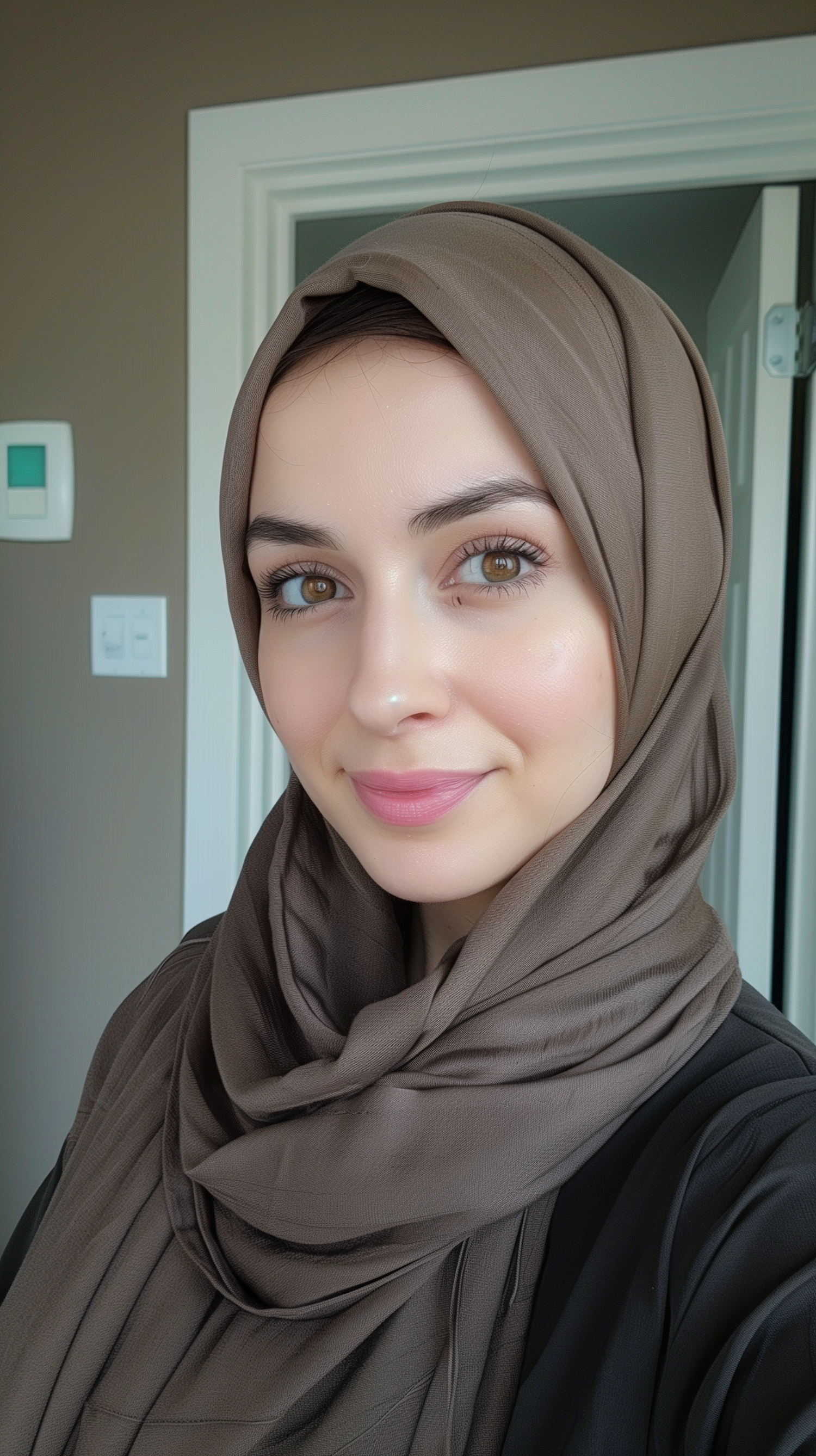 Serene Portrait of Woman in Taupe Hijab