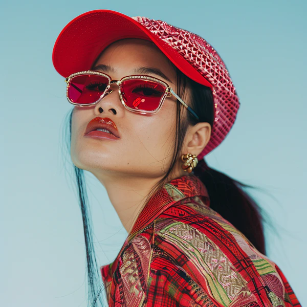 Stylish Woman with Red Sunglasses