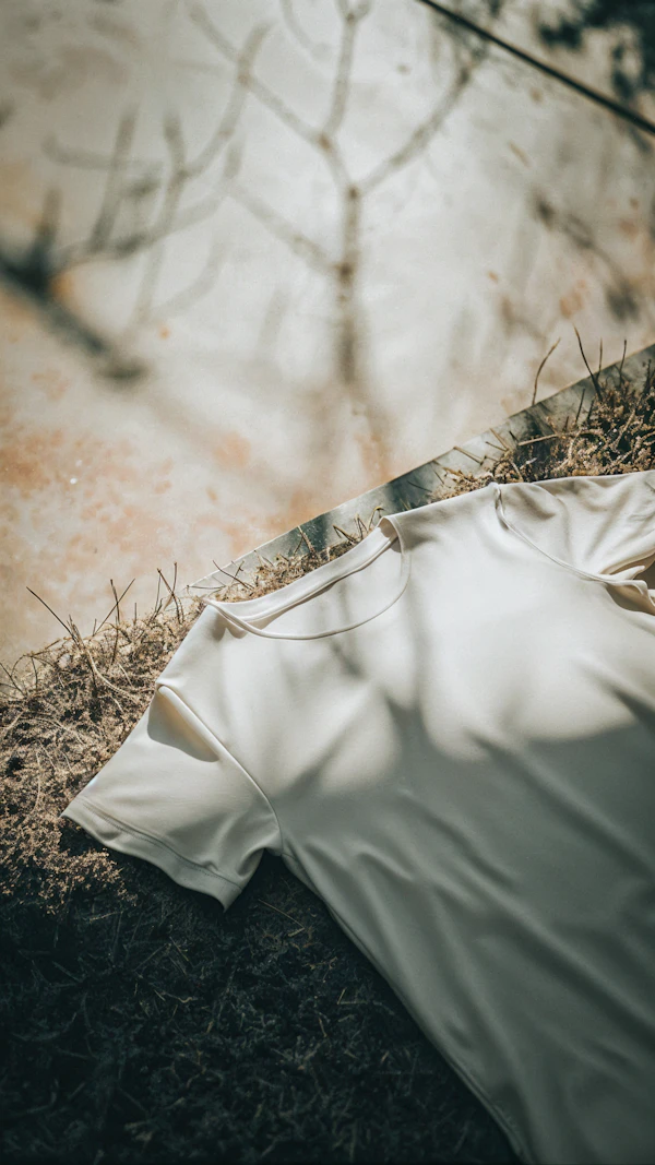 White T-Shirt on Natural Surface